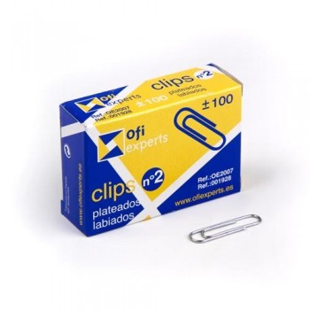 CLIPS LABIADOS REDONDOS PLATEADOS N2 32 MM CAJA 100 UNIDADES OFIEXPERTS