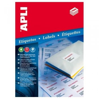 ETIQUETAS ADHESIVAS MULTIFUNCIÓN A4 70X37 MM. 100 HOJAS CANTOS RECTOS APLI