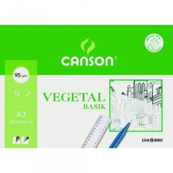 PAPEL VEGETAL A3 90/95 GR 12 HOJAS CANSON
