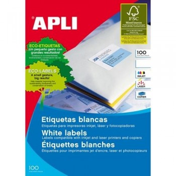 ETIQUETAS ADHESIVAS MULTIFUNCIÓN A3 1297X420 MM. CAJA DE 100 HOJAS APLI