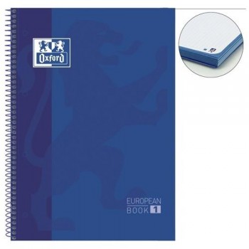 CUADERNO ESPIRAL A4+ 80 HOJAS 90GR. CUADRÍCULA 5X5 4 TALADROS AZUL OXFORD