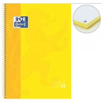 CUADERNO ESPIRAL A4+ 80 HOJAS 90GR. CUADRÍCULA 5X5 4 TALADROS AMARILLO OXFORD