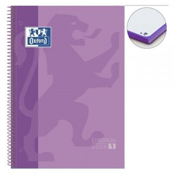 CUADERNO ESPIRAL A4+ 80 HOJAS 90GR. CUADRÍCULA 5X5 4 TALADROS MALVA OXFORD