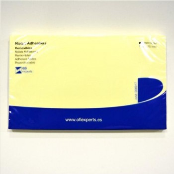 NOTAS ADHESIVAS 75X125 MM 100 HOJAS OFIEXPERTS