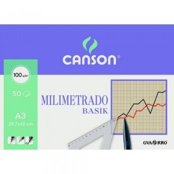 PAPEL MILIMETRADO A4 100 GR 50 HOJAS ENCOLADO 1 LADO CANSON
