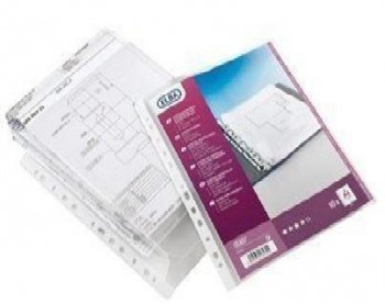 PACK 10 FUNDAS MULTITALADRO DE GRAN CAPACIDAD CON FUELLE DE 2 CM PP 200 MICRAS CRISTAL ELBA