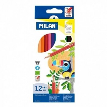 CAJA 12 LAPICES COLORES HEXAGONALES MILAN