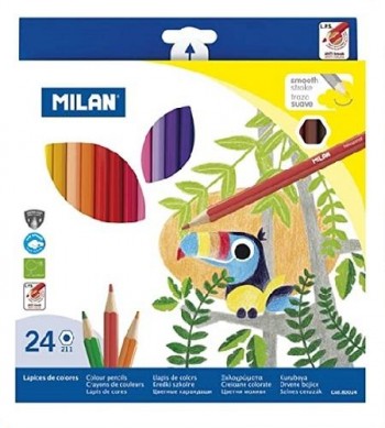CAJA 24 LAPICES COLORES HEXAGONALES MILAN