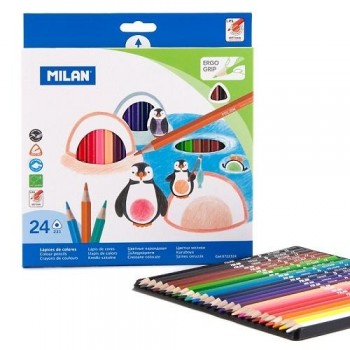 CAJA 24 LÁPICES DE COLORES MADERA TRIANGULR MILAN