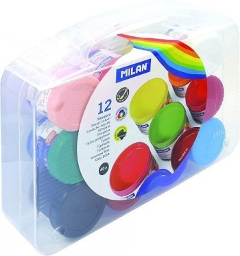 ESTUCHE 12 TEMPERAS COLORES SURTIDAS 40ML MILAN
