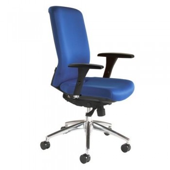SILLA OPERATIVA TAPIZADA AZUL BASE ALUMINIO RD944V15 ROCADA. BRAZOS REGULABLES EN ALTURA INCLUIDOS