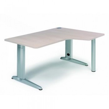 MESA L IZQUIERDA METAL 160X120 ESTRUCTURA COLOR ALUMINIO Y TABLERO HAYA SERIE METAL ROCADA