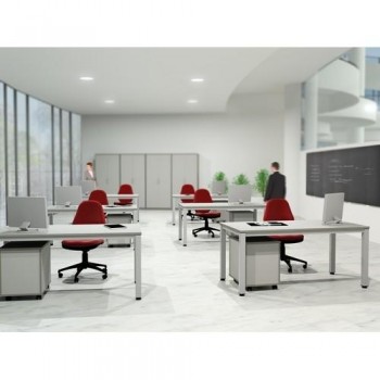 MESA 160X80 CM. ESTRUCTURA COLOR ALUMINIO TABLERO MELAMINA GRIS SERIE EXECUTIVE ROCADA