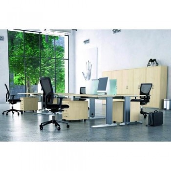 MESA 180X80 CM. ESTRUCTURA COLOR ALUMINIO TABLERO GRIS SERIE METAL ROCADA