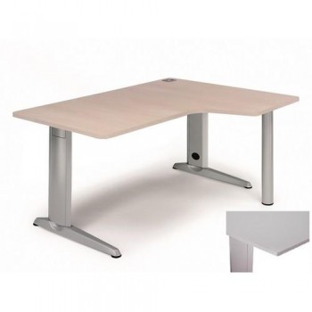 MESA L IZQUIERDA METAL 160X120 ESTRUCTURA COLOR ALUMINIO TABLERO MELAMINA GRIS