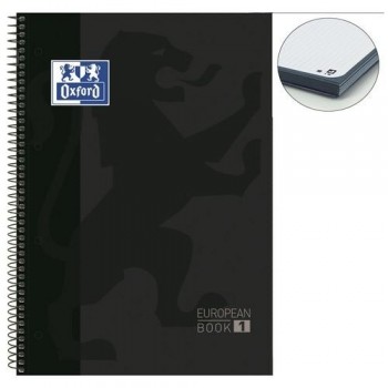 CUADERNO ESPIRAL A4+ 80 HOJAS 90GR. CUADRÍCULA 5X5 4 TALADROS NEGRO OXFORD