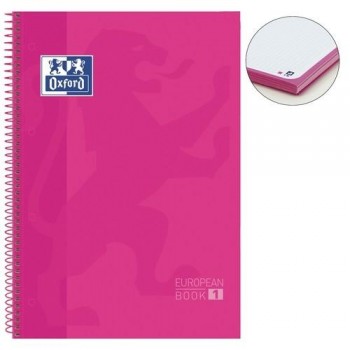 CUADERNO ESPIRAL A4+ 80 HOJAS 90GR. CUADRÍCULA 5X5 4 TALADROS ROSA OXFORD
