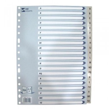 SEPARADOR FOLIO PP ALFABÉTICO 16 TALADROS GRIS OFIEXPERTS