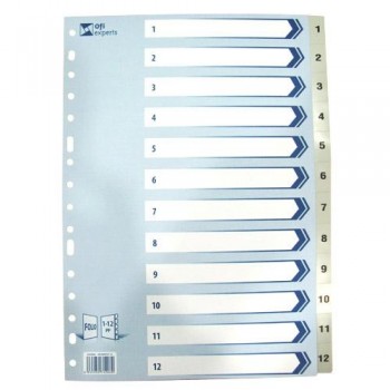SEPARADOR FOLIO PP NUMÉRICO DEL 1-12 16 TALADROS GRIS OFIEXPERTS