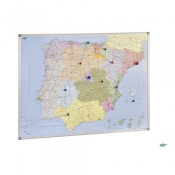 MAPA ESPAÑA MAGNÉTICO CON MARCO DE ALUMINIO 101X137 CM FAIBO
