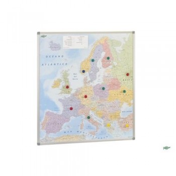 MAPA EUROPA MAGNÉTICO CON MARCO DE ALUMINIO 101X113 CM FAIBO