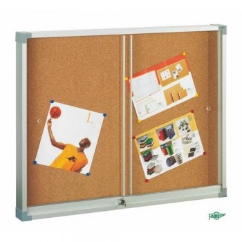 VITRINA PARA INTERIOR SUPERFICIE CORCHO PUERTAS DE METACRILATO CON LLAVE 80X100 CM. FAIBO