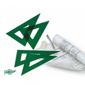 Escuadra verde sin graduar 25 cm Faibo con reborde aumenta 15%
