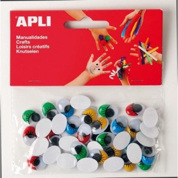 OJOS MÓVILES ADHESIVOS COLORES 40 UN. APLI