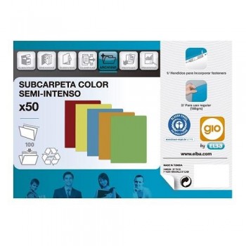 50 SUBCARPETAS FOLIO NARANJA SEMI-INTENSO 180g GIO by ELBA