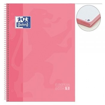 CUADERNO ESPIRAL A4+ 80 HOJAS 90GR. CUADRÍCULA 5X5 4 TALADROS ROSA CHICLE OXFORD