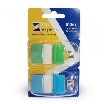 INDEX MEDIANO VERDE Y AZUL 2 DISPENSADORES CARTÓN STD 2X50 OFIEXPERTS