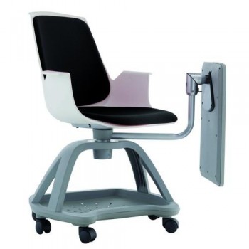 SILLA CONFIDENTE CON RUEDAS Y BANDEJA GIRATORIA RD928 NEGRO ROCADA