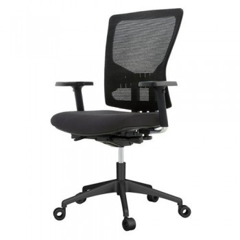 SILLA OPERATIVA OFICINA RESPALDO MALLA NEGRA Y ASIENTO TAPIZADO GRIS, BRAZOS INCLUIDOS RD937-1
