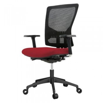 SILLA OPERATIVA OFICINA RESPALDO MALLA NEGRA Y ASIENTO TAPIZADO ROJO, BRAZOS INCLUIDOS RD937-2