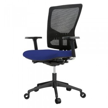 SILLA OPERATIVA OFICINA RESPALDO MALLA NEGRA Y ASIENTO TAPIZADO AZUL, BRAZOS INCLUIDOS RD937-3