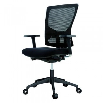 SILLA OPERATIVA OFICINA RESPALDO MALLA NEGRA Y ASIENTO TAPIZADO NEGRO, BRAZOS INCLUIDOS RD937-4