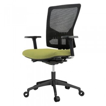 SILLA OPERATIVA OFICINA RESPALDO MALLA NEGRA Y ASIENTO TAPIZADO VERDE, BRAZOS INCLUIDOS RD937-6