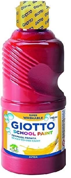 BOTE DE TEMPERA ESCOLAR  GIOTTO DE ALTA CALIDAD LAVABLE 250ML ROJO
