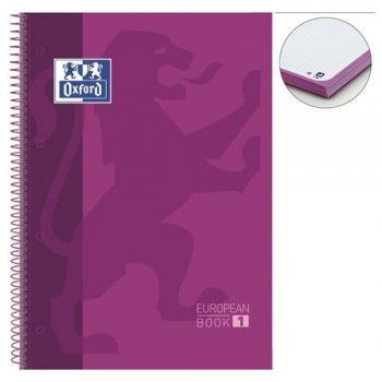 CUADERNO ESPIRAL A4+ 80 HOJAS 90GR. CUADRÍCULA 5X5 MORADO OXFORD