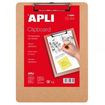 TABLA MADERA CON PINZA A4 APLI