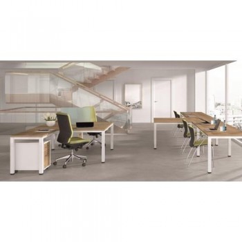 MESA 200X80 CM. ESTRUCTURA BLANCA Y TABLERO ROBLE SERIE WORK ROCADA