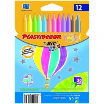 Cera plástica estuche 12 un. surtidas colores pastel Plastidecor