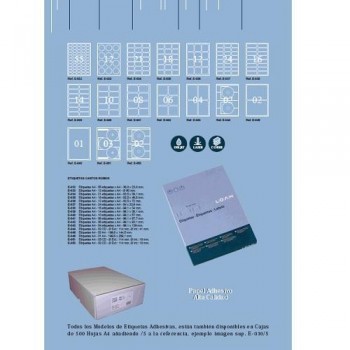 CAJA 100 HOJAS ETIQUETAS CANTOS ROMOS 199.6X144.5 MM E-045