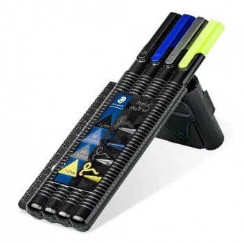 MULTI SET 4 TRIPLUS DE STAEDTLER COMPUESTO: 1 FINELINER NEGRO, 1 TRIPLUS BALL AZUL, 1 TRIPLUS MICRO 0,5MM, 1 TRIPLUS FLUOR AMARI