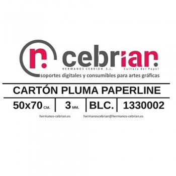 HOJA CARTON PLUMA 50X70 3MM PAPERLINE