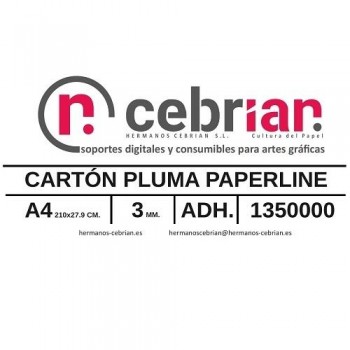 CAJA 80 HOJAS CARTON PLUMA 3MM ADHESIVO 1 CARA DIN-A4 PAPERLINE