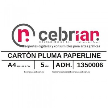 CAJA 50 HOJAS CARTON PLUMA DIN-A4 5MM ADHESIVO 1 CARA PAPERLINE