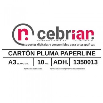 CAJA 15 HOJAS CARTON PLUMA DIN-A3 10MM ADHESIVO 1 CARA PAPERLINE