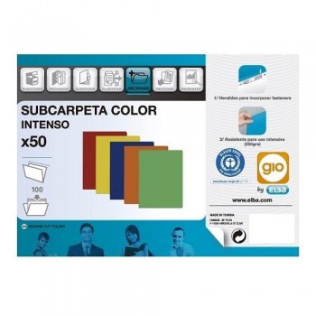50 SUBCARPETAS FOLIO AMARILLO INTENSO 230g GIO by ELBA