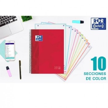 CUADERNO 150H OXFORD EUROPEAN BOOK 10 TAPA EXTRADURA 10 COLORES A4+ 5X5MM